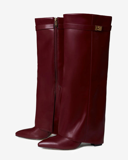 Women's Knee High Stylish Boots with Heeled Design