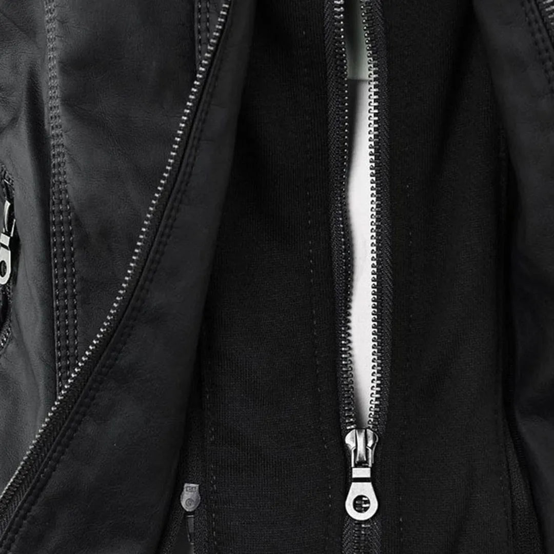 Women’s Lightweight Casual Leather Jacket with Hood