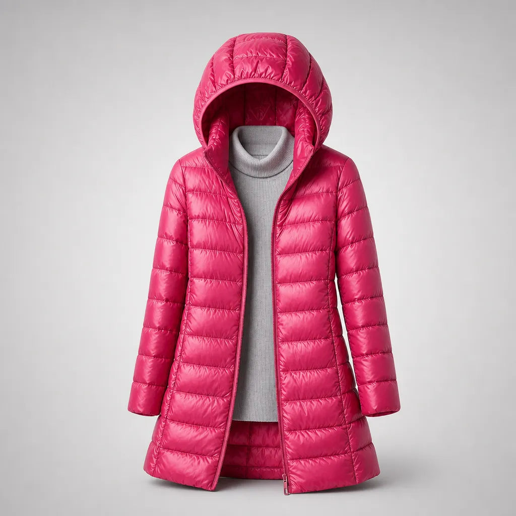Women’s Lightweight Long Winter Jacket with Hood