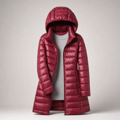 Women’s Lightweight Long Winter Jacket with Hood