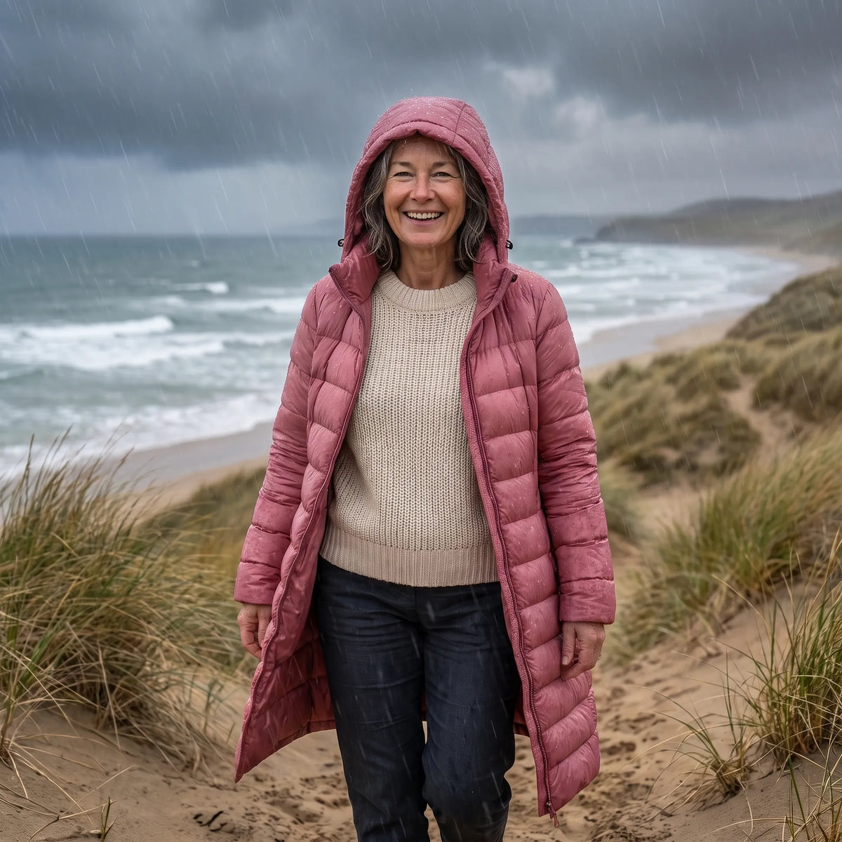 Women’s Lightweight Long Winter Jacket with Hood