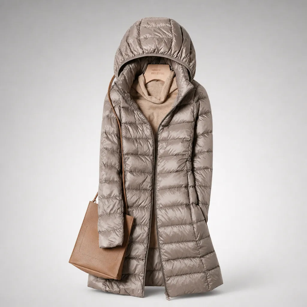 Women’s Lightweight Long Winter Jacket with Hood