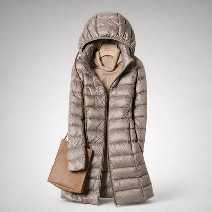Women’s Lightweight Long Winter Jacket with Hood