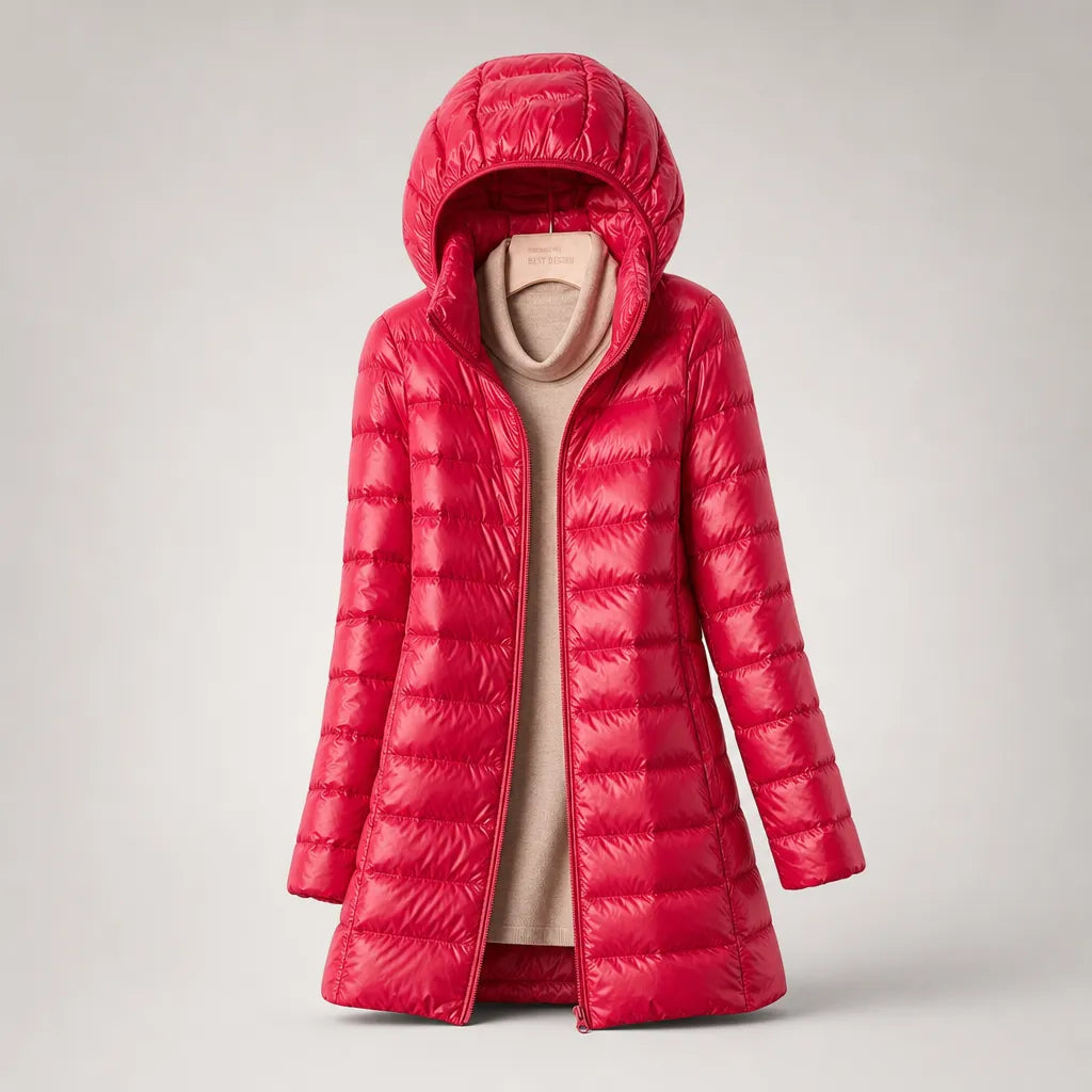 Women’s Lightweight Long Winter Jacket with Hood