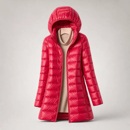 Women’s Lightweight Long Winter Jacket with Hood