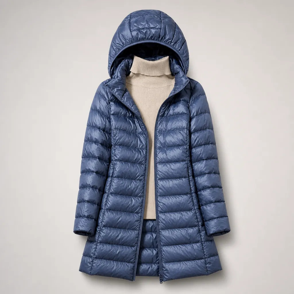 Women’s Lightweight Long Winter Jacket with Hood