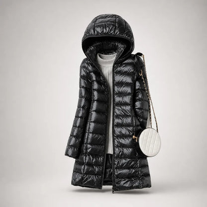 Women’s Lightweight Long Winter Jacket with Hood