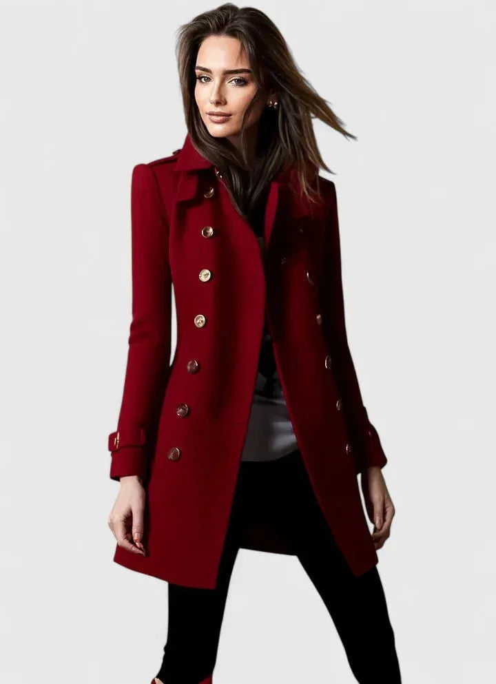 Women's Long Elegant Jacket with Collar