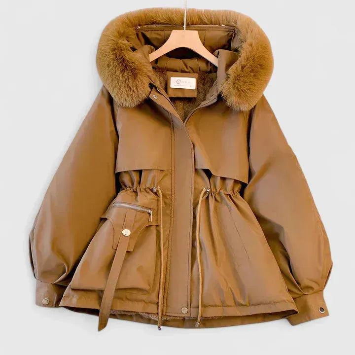 Women's Long Fluffy Jacket with Zip-Up