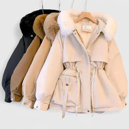 Women's Long Fluffy Jacket with Zip-Up