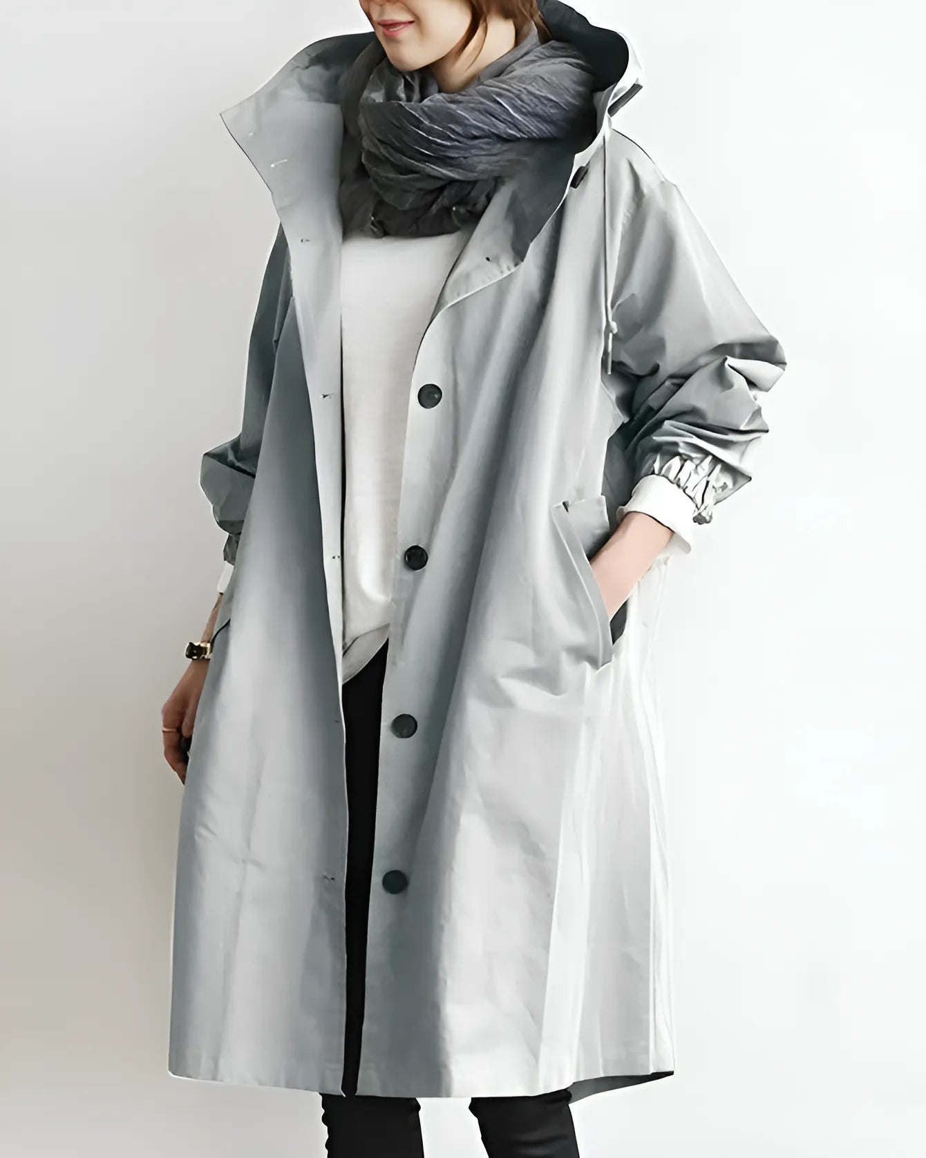 Women’s Long Lightweight Coat with Hood