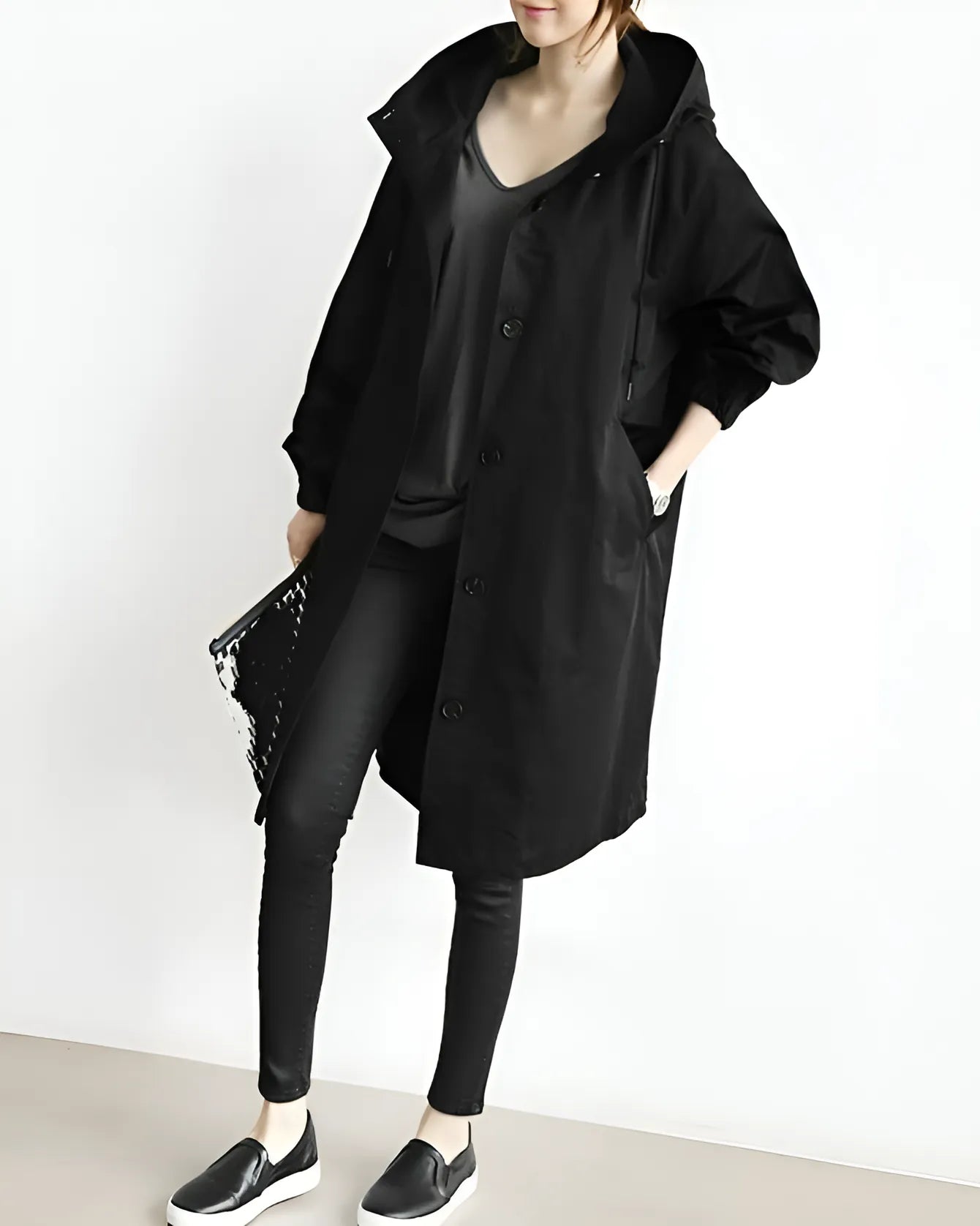 Women’s Long Lightweight Coat with Hood