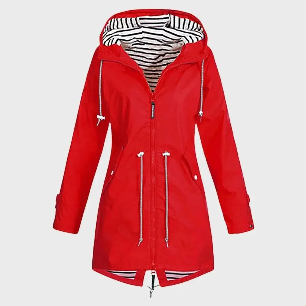 Women’s Long Lightweight Waterproof Jacket with Hood