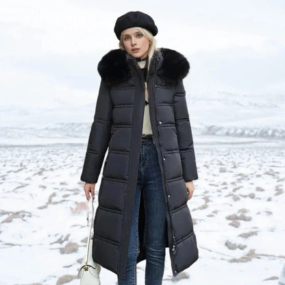 Women's Long Padded Jacket with Hood
