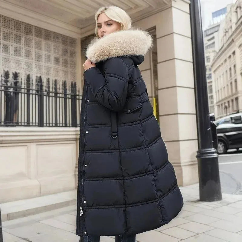 Women's Long Padded Jacket with Hood
