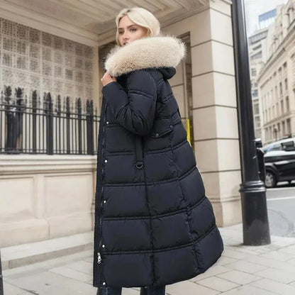Women's Long Padded Jacket with Hood