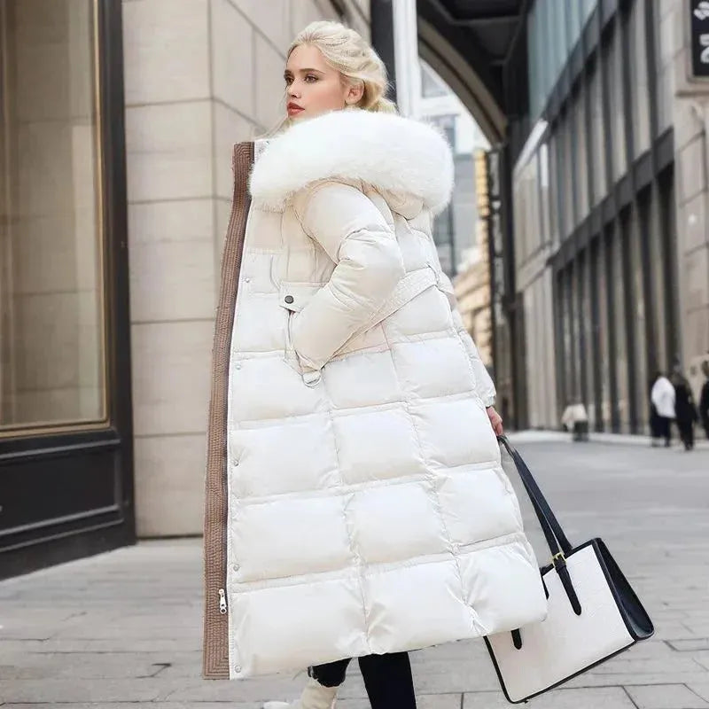 Women's Long Padded Jacket with Hood