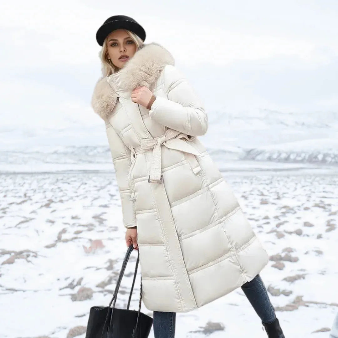 Women's Long Padded Jacket with Hood