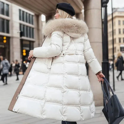 Women's Long Padded Jacket with Hood