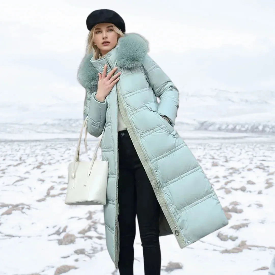 Women's Long Padded Jacket with Hood