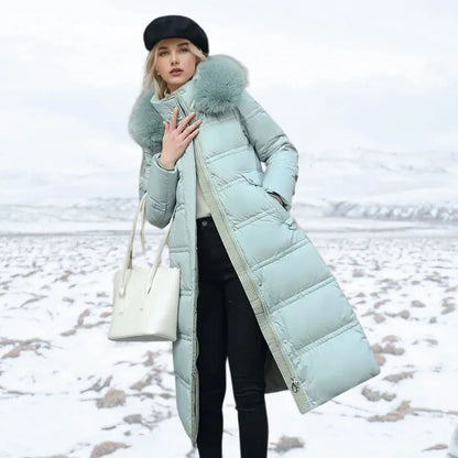 Women's Long Padded Jacket with Hood
