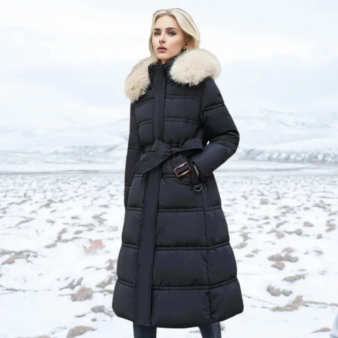 Women's Long Padded Jacket with Hood