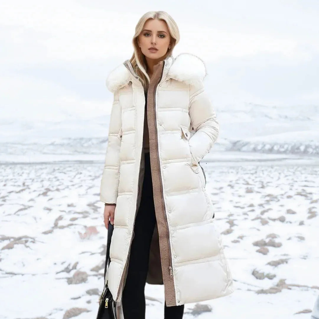 Women's Long Padded Jacket with Hood