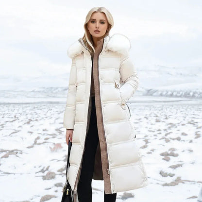 Women's Long Padded Jacket with Hood