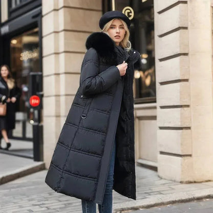 Women's Long Padded Jacket with Hood