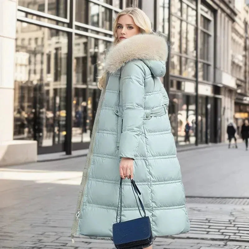 Women's Long Padded Jacket with Hood