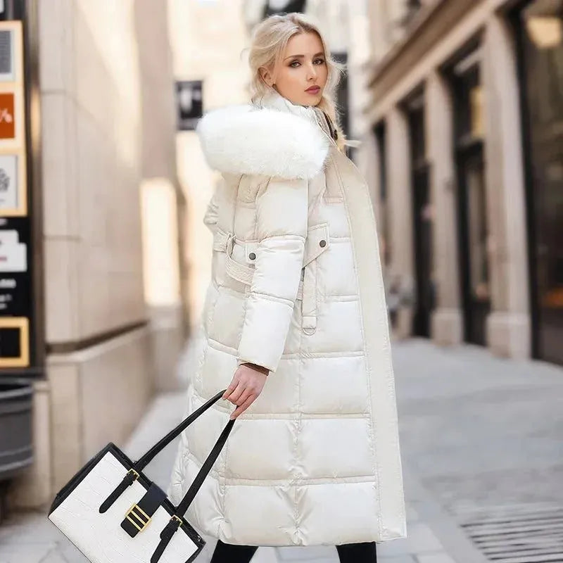 Women's Long Padded Jacket with Hood