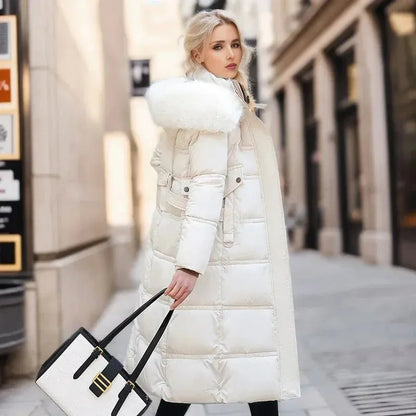 Women's Long Padded Jacket with Hood