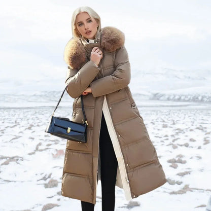 Women's Long Padded Jacket with Hood