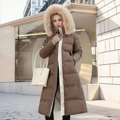 Women's Long Padded Jacket with Hood