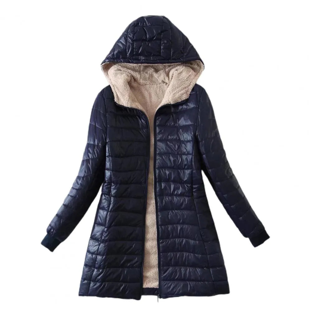 Women’s Long Padded Winter Jacket with Zip-Up
