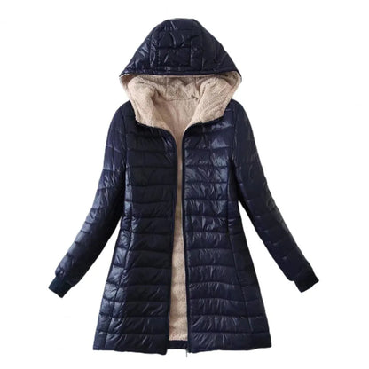 Women’s Long Padded Winter Jacket with Zip-Up