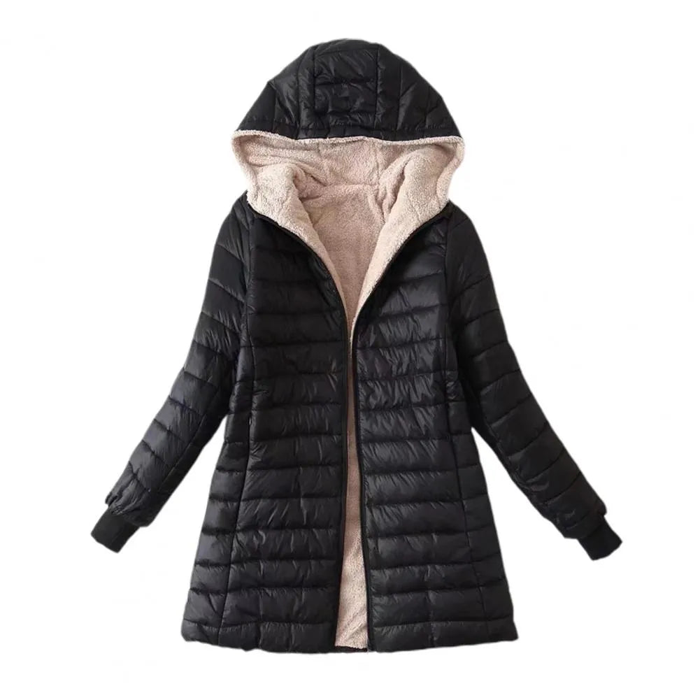 Women’s Long Padded Winter Jacket with Zip-Up
