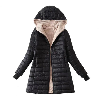 Women’s Long Padded Winter Jacket with Zip-Up