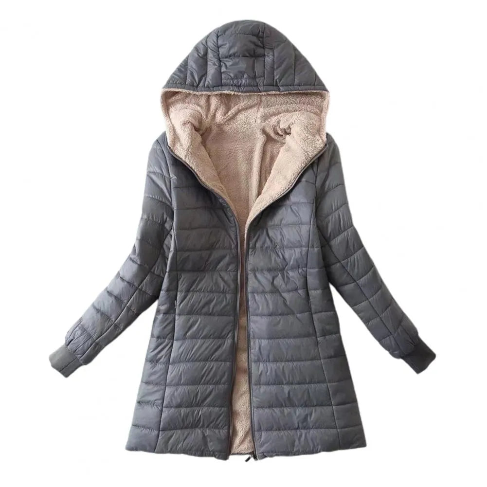 Women’s Long Padded Winter Jacket with Zip-Up