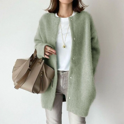 Women's Longline Cardigan with Button Closure and Soft Touch Fabric