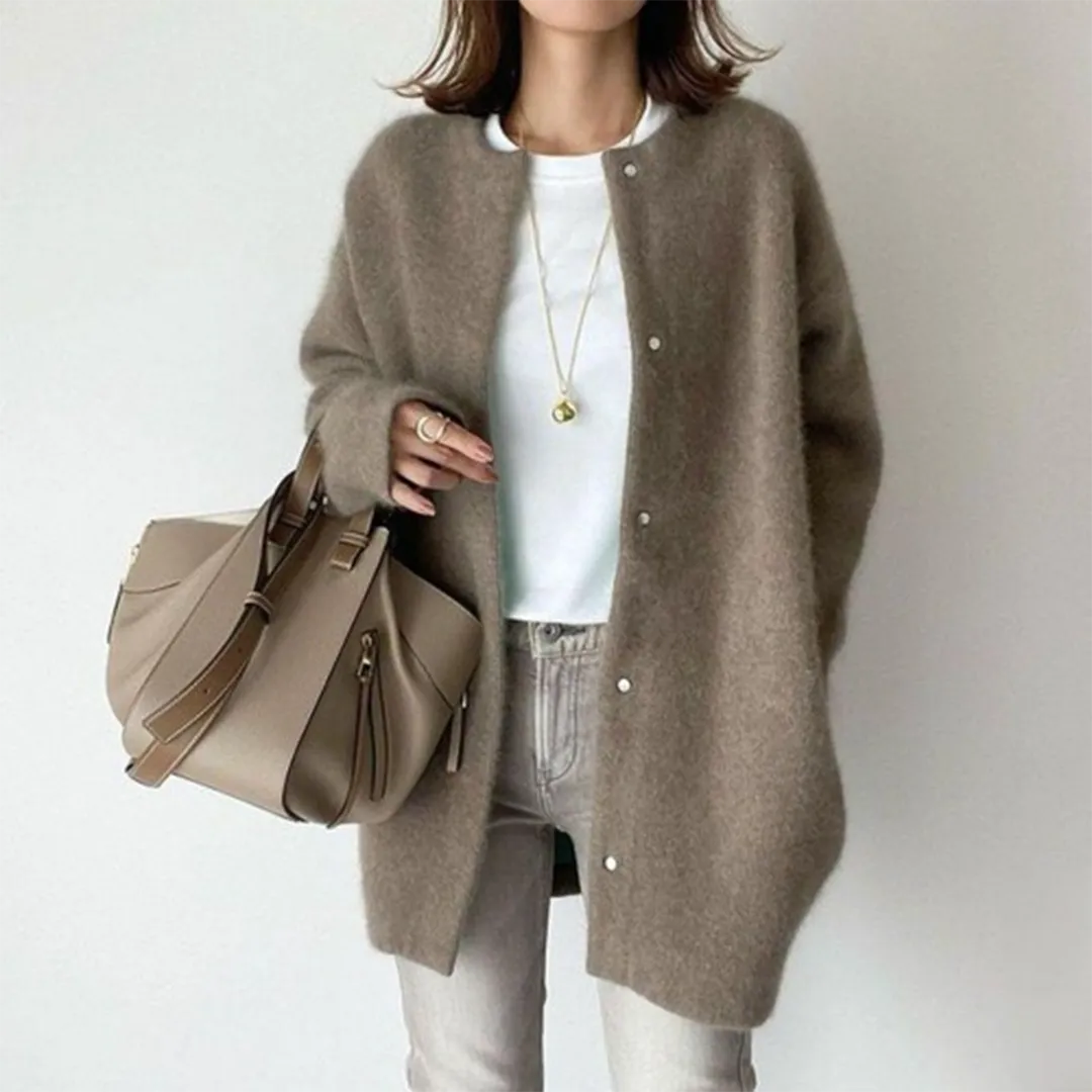Women's Longline Cardigan with Button Closure and Soft Touch Fabric