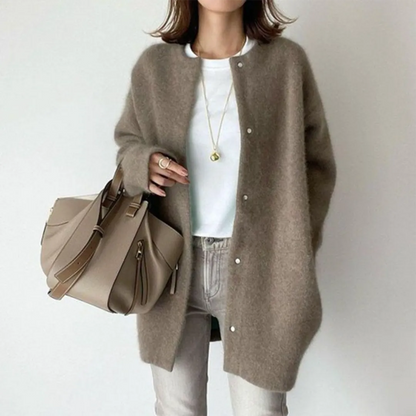 Women's Longline Cardigan with Button Closure and Soft Touch Fabric