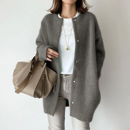 Women's Longline Cardigan with Button Closure and Soft Touch Fabric
