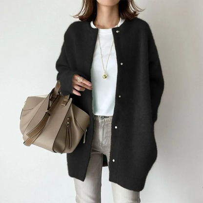 Women's Longline Cardigan with Button Closure and Soft Touch Fabric