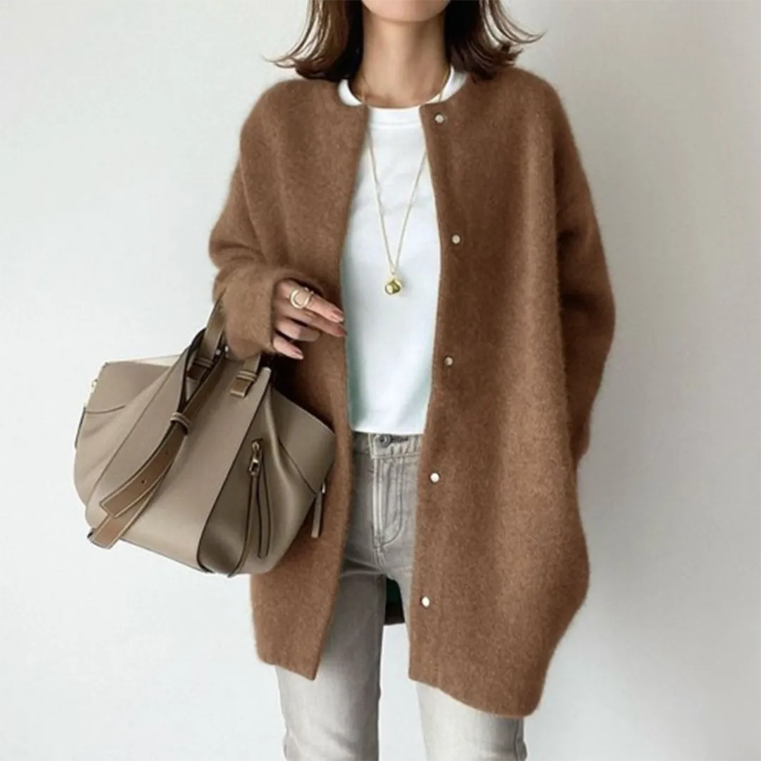 Women's Longline Cardigan with Button Closure and Soft Touch Fabric
