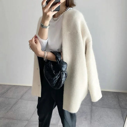 Women's Longline Cardigan with Button Closure and Soft Touch Fabric