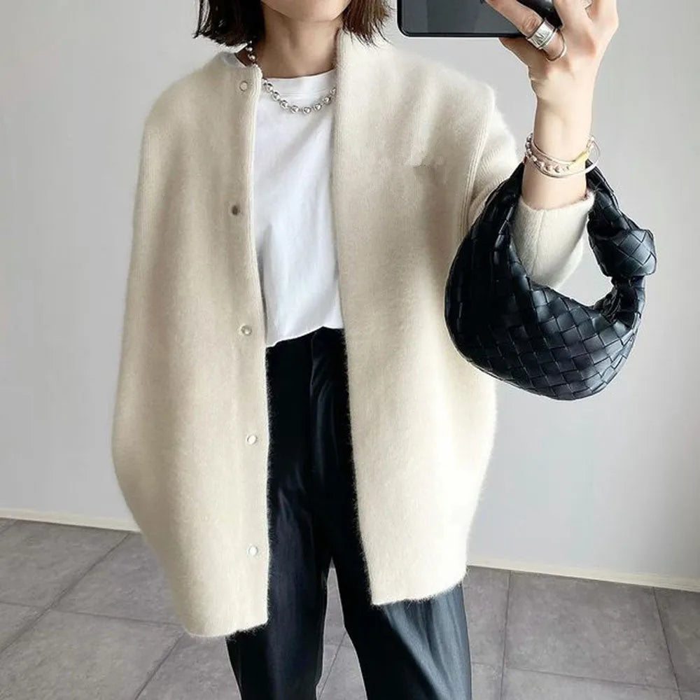 Women's Longline Cardigan with Button Closure and Soft Touch Fabric