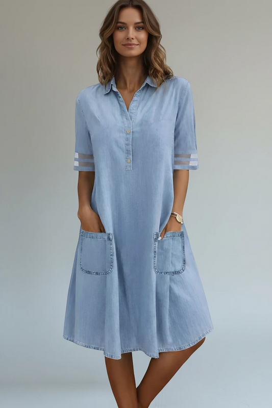 Women's Modest Midi Summer Dress with Pockets