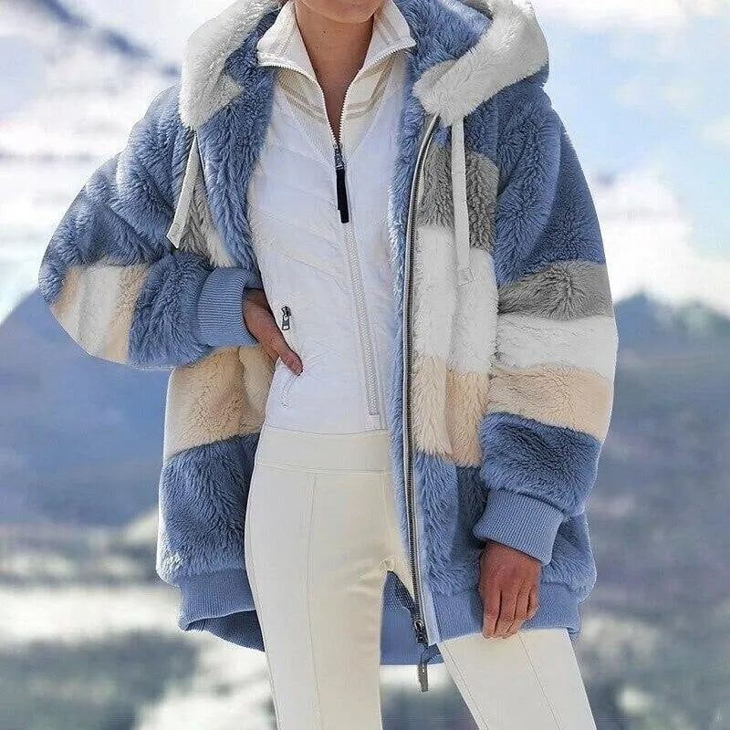 Women's Oversized Fluffy Jacket with Hood