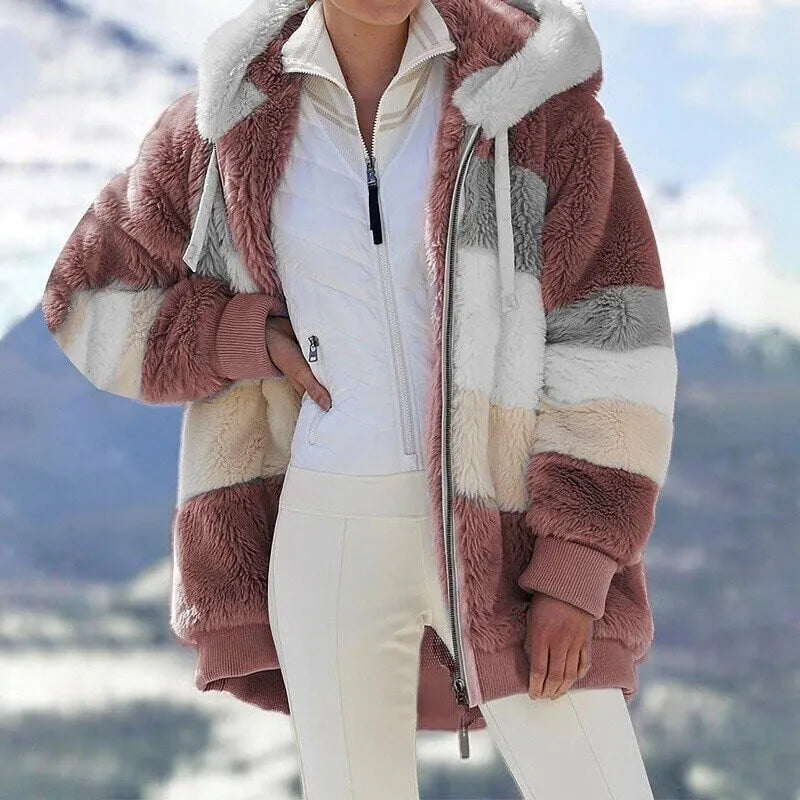 Women's Oversized Fluffy Jacket with Hood